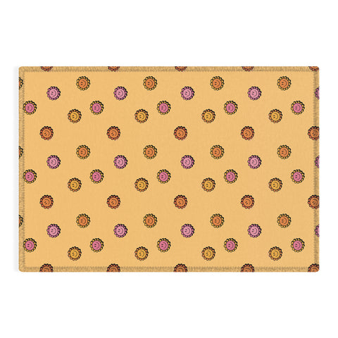 Doodle By Meg Happy Flower Print in Yellow Outdoor Rug