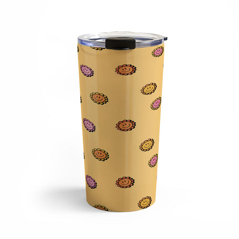 Doodle By Meg Happy Flower Print in Yellow Travel Mug