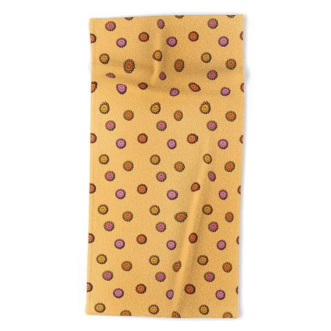 Doodle By Meg Happy Flower Print in Yellow Beach Towel