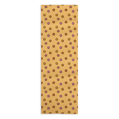 Doodle By Meg Happy Flower Print in Yellow Yoga Towel