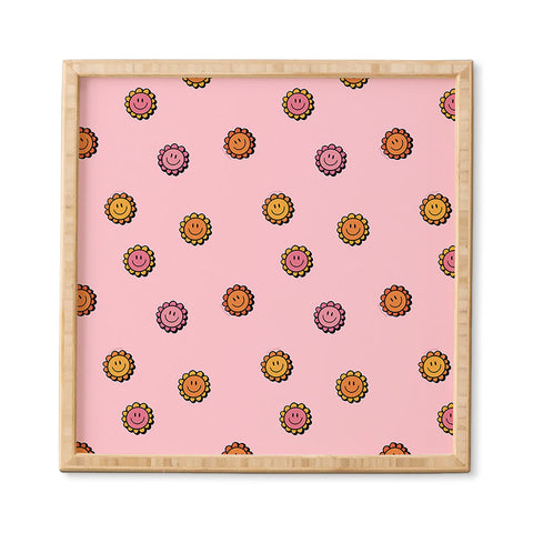 Doodle By Meg Happy Flowers in Pink Print Framed Wall Art