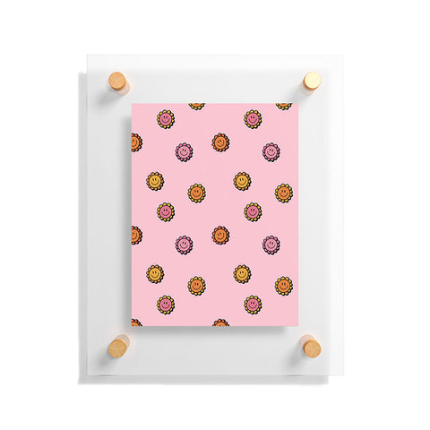 Doodle By Meg Happy Flowers in Pink Print Floating Acrylic Print