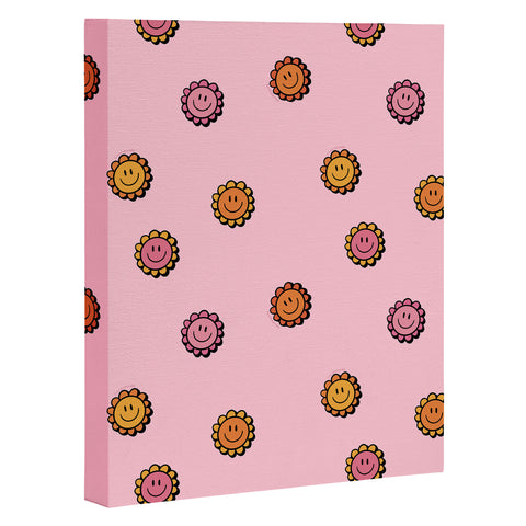 Doodle By Meg Happy Flowers in Pink Print Art Canvas