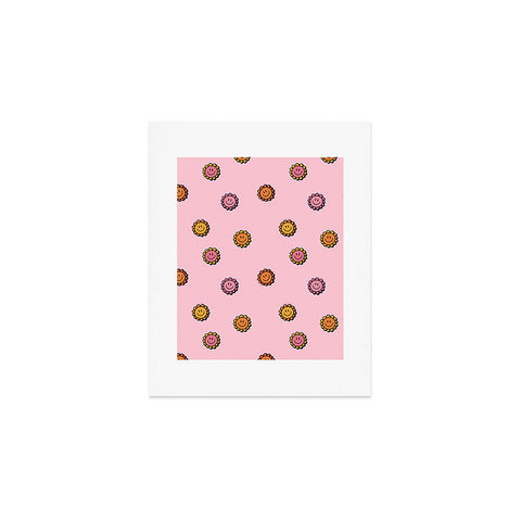 Doodle By Meg Happy Flowers in Pink Print Art Print
