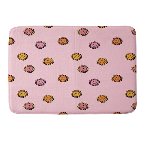 Doodle By Meg Happy Flowers in Pink Print Memory Foam Bath Mat
