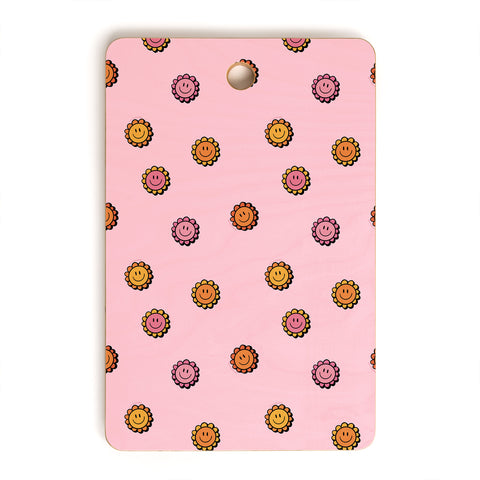 Doodle By Meg Happy Flowers in Pink Print Cutting Board Rectangle