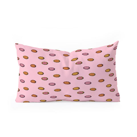 Doodle By Meg Happy Flowers in Pink Print Oblong Throw Pillow