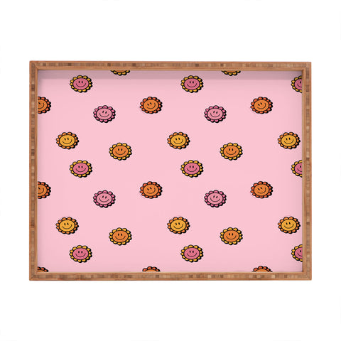 Doodle By Meg Happy Flowers in Pink Print Rectangular Tray