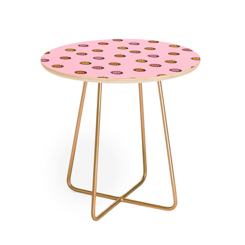 Doodle By Meg Happy Flowers in Pink Print Round Side Table