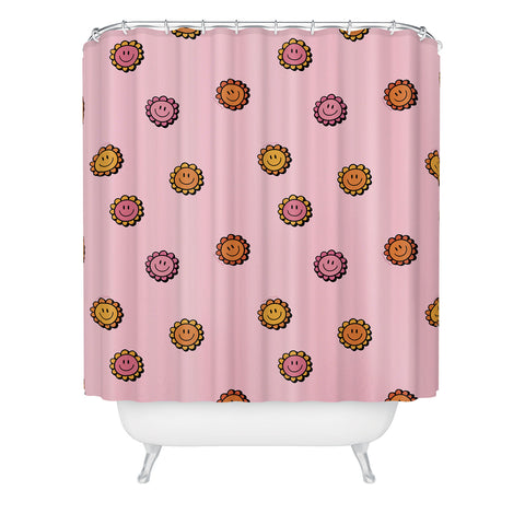 Doodle By Meg Happy Flowers in Pink Print Shower Curtain