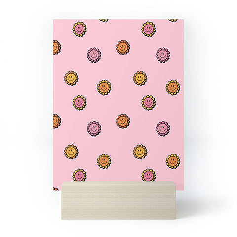 Doodle By Meg Happy Flowers in Pink Print Mini Art Print