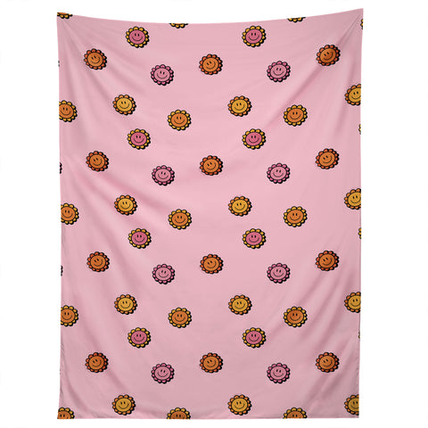 Doodle By Meg Happy Flowers in Pink Print Tapestry