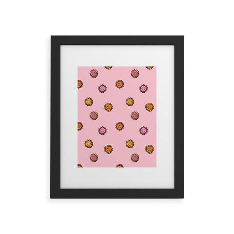 Doodle By Meg Happy Flowers in Pink Print Framed Art Print