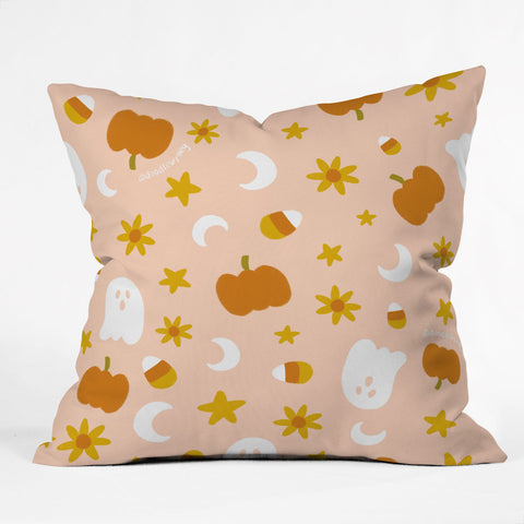 Doodle By Meg Is It Fall Yet in Peach Outdoor Throw Pillow