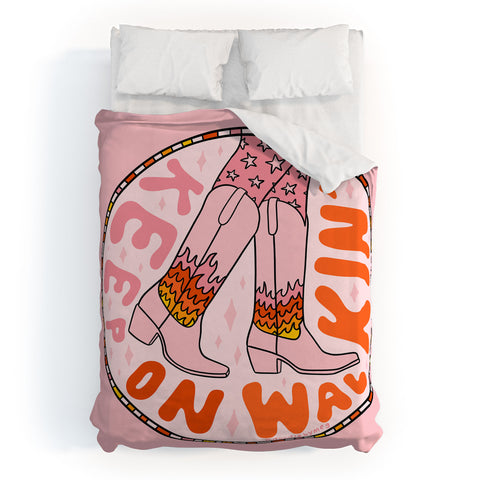 Doodle By Meg Keep On Walkin Duvet Cover