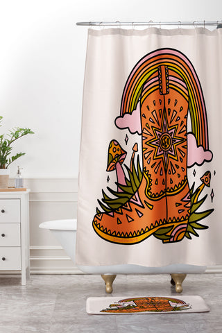 Doodle By Meg Leo Cowboy Boot Shower Curtain And Mat