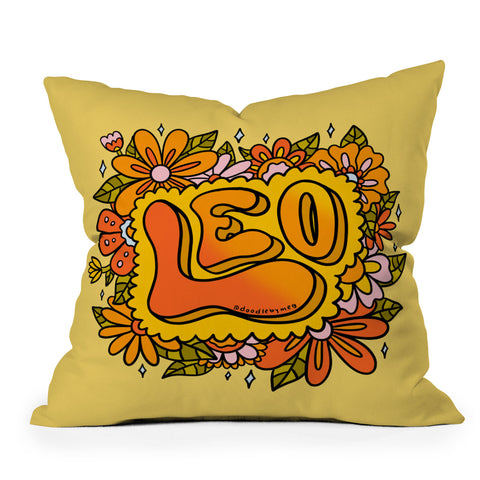 Doodle By Meg Leo Flowers Throw Pillow