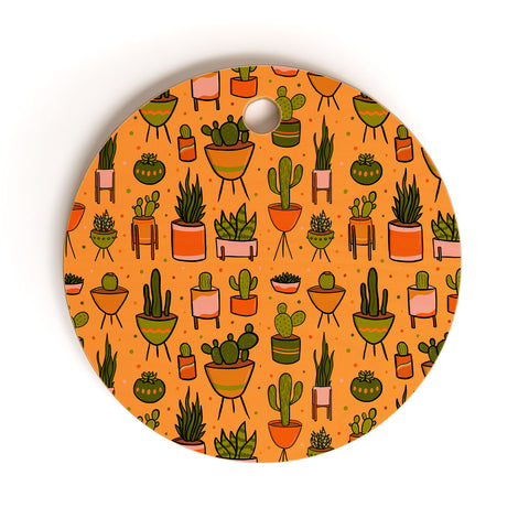 Doodle By Meg Modern Cactus Cutting Board Round