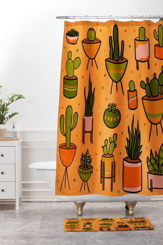 Doodle By Meg Modern Cactus Shower Curtain And Mat