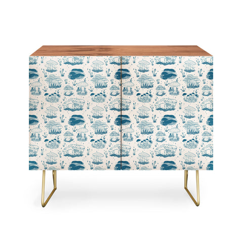 Doodle By Meg Mushroom Toile in Blue Credenza