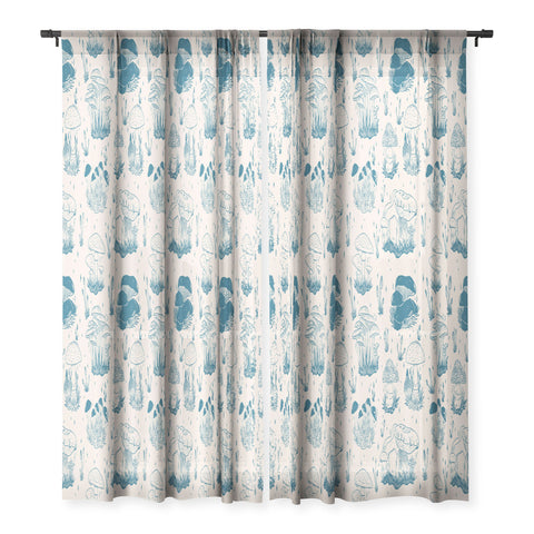 Doodle By Meg Mushroom Toile in Blue Sheer Non Repeat