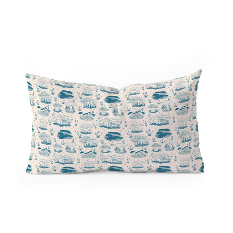 Doodle By Meg Mushroom Toile in Blue Oblong Throw Pillow