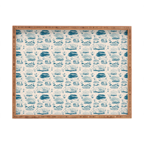 Doodle By Meg Mushroom Toile in Blue Rectangular Tray
