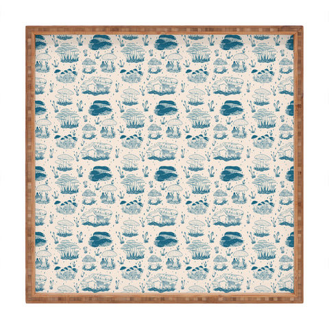 Doodle By Meg Mushroom Toile in Blue Square Tray