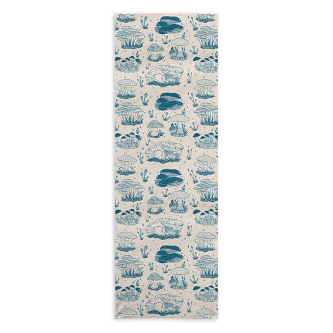 Doodle By Meg Mushroom Toile in Blue Yoga Towel
