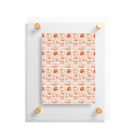 Doodle By Meg Mushroom Toile in Orange Floating Acrylic Print