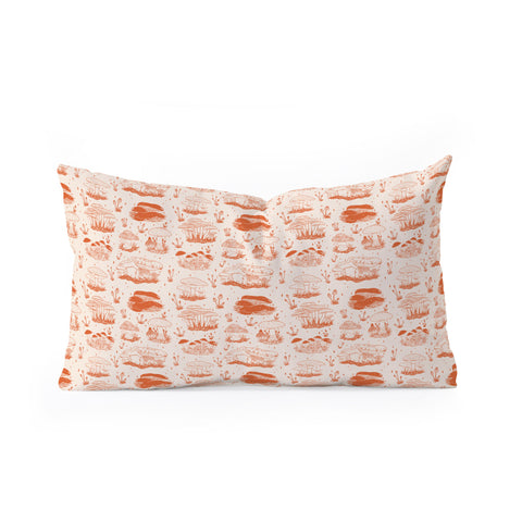 Doodle By Meg Mushroom Toile in Orange Oblong Throw Pillow