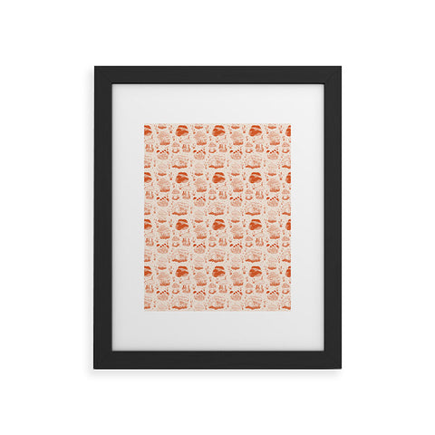 Doodle By Meg Mushroom Toile in Orange Framed Art Print