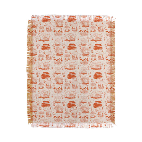 Doodle By Meg Mushroom Toile in Orange Throw Blanket