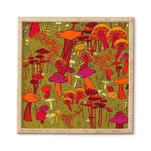 Doodle By Meg Mushrooms in the Forest Framed Wall Art