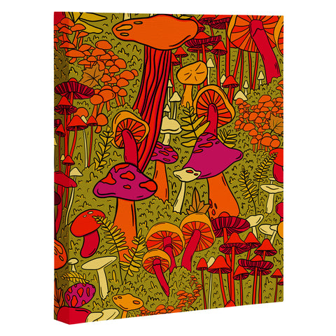 Doodle By Meg Mushrooms in the Forest Art Canvas