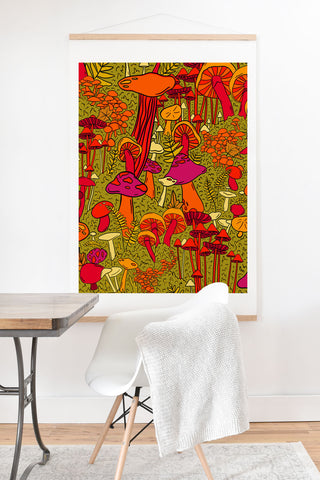 Doodle By Meg Mushrooms in the Forest Art Print And Hanger