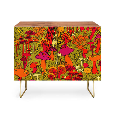 Doodle By Meg Mushrooms in the Forest Credenza