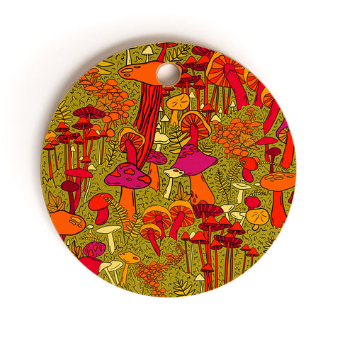 Doodle By Meg Mushrooms in the Forest Cutting Board Round