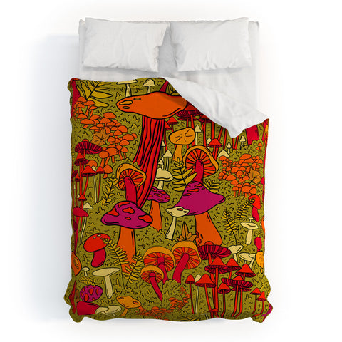 Doodle By Meg Mushrooms in the Forest Duvet Cover