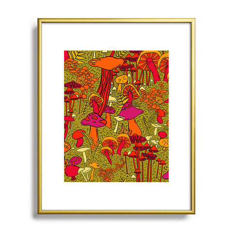 Doodle By Meg Mushrooms in the Forest Metal Framed Art Print