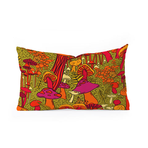 Doodle By Meg Mushrooms in the Forest Oblong Throw Pillow