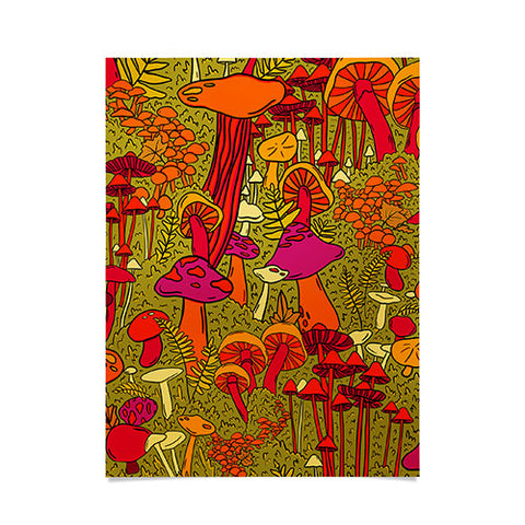 Doodle By Meg Mushrooms in the Forest Poster