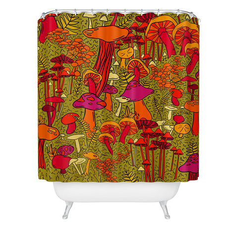 Doodle By Meg Mushrooms in the Forest Shower Curtain