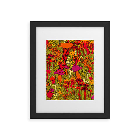 Doodle By Meg Mushrooms in the Forest Framed Art Print