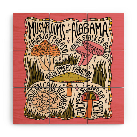 Doodle By Meg Mushrooms of Alabama Wood Wall Mural