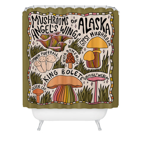 Doodle By Meg Mushrooms of Alaska Shower Curtain