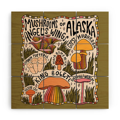 Doodle By Meg Mushrooms of Alaska Wood Wall Mural