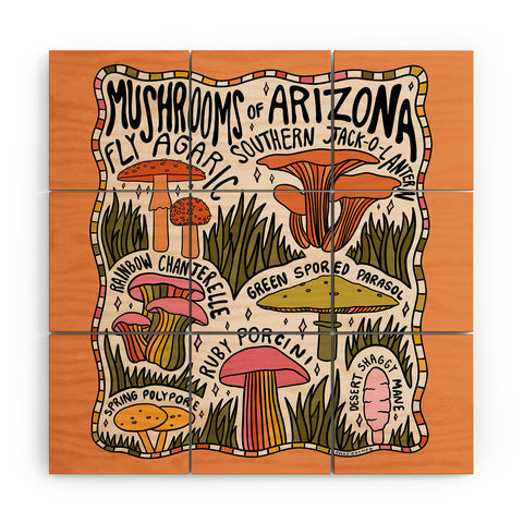 Doodle By Meg Mushrooms of Arizona Wood Wall Mural
