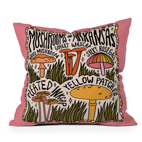 Doodle By Meg Mushrooms of Arkansas Throw Pillow
