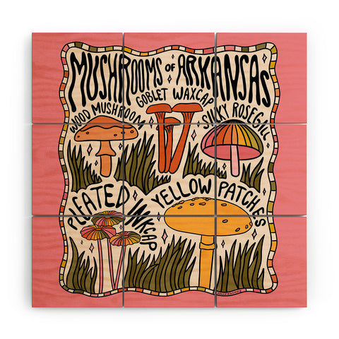 Doodle By Meg Mushrooms of Arkansas Wood Wall Mural